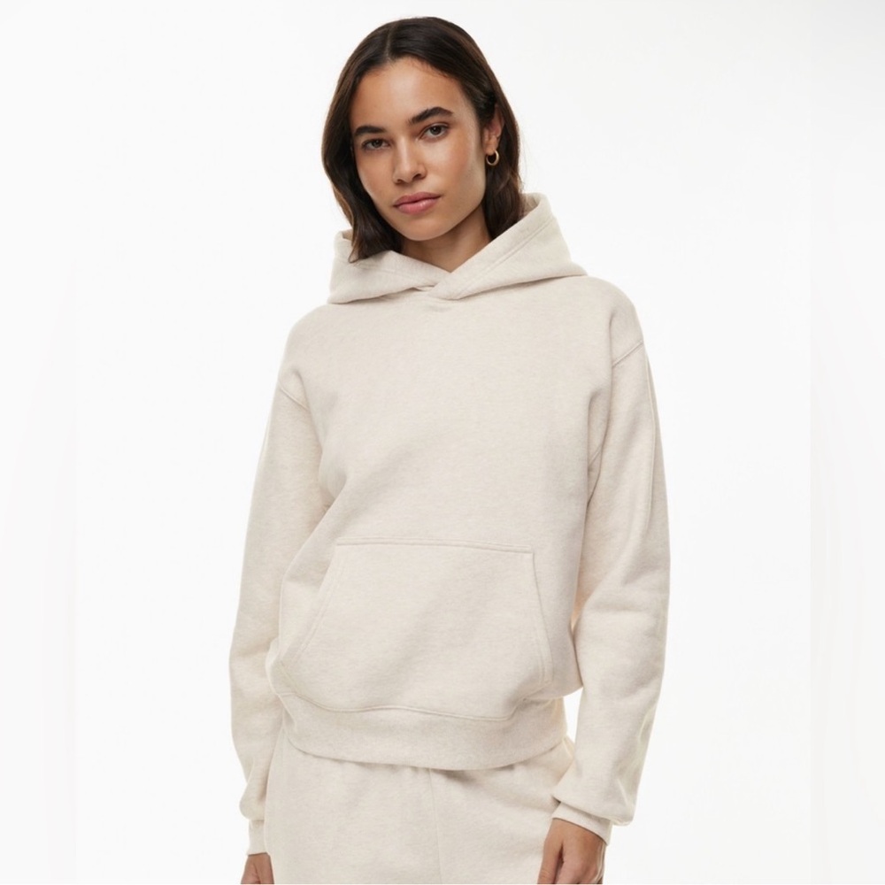 Aritzia TNA Cozy Fleece Perfect Fit Hoodie - Heather Light Oatmeal Sweatshirt